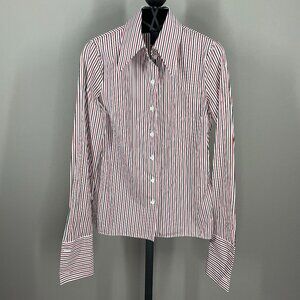 Michael Kors Collection Shirt Womens 2 black red button up designer classic